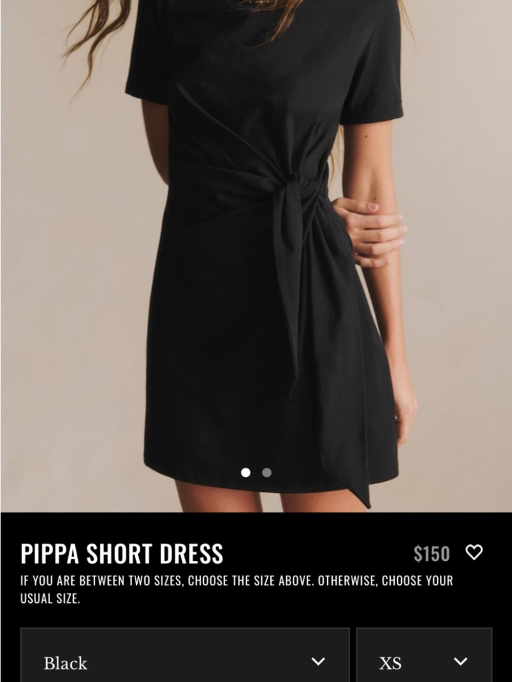 Sezane Black Short Dress with Side Tie